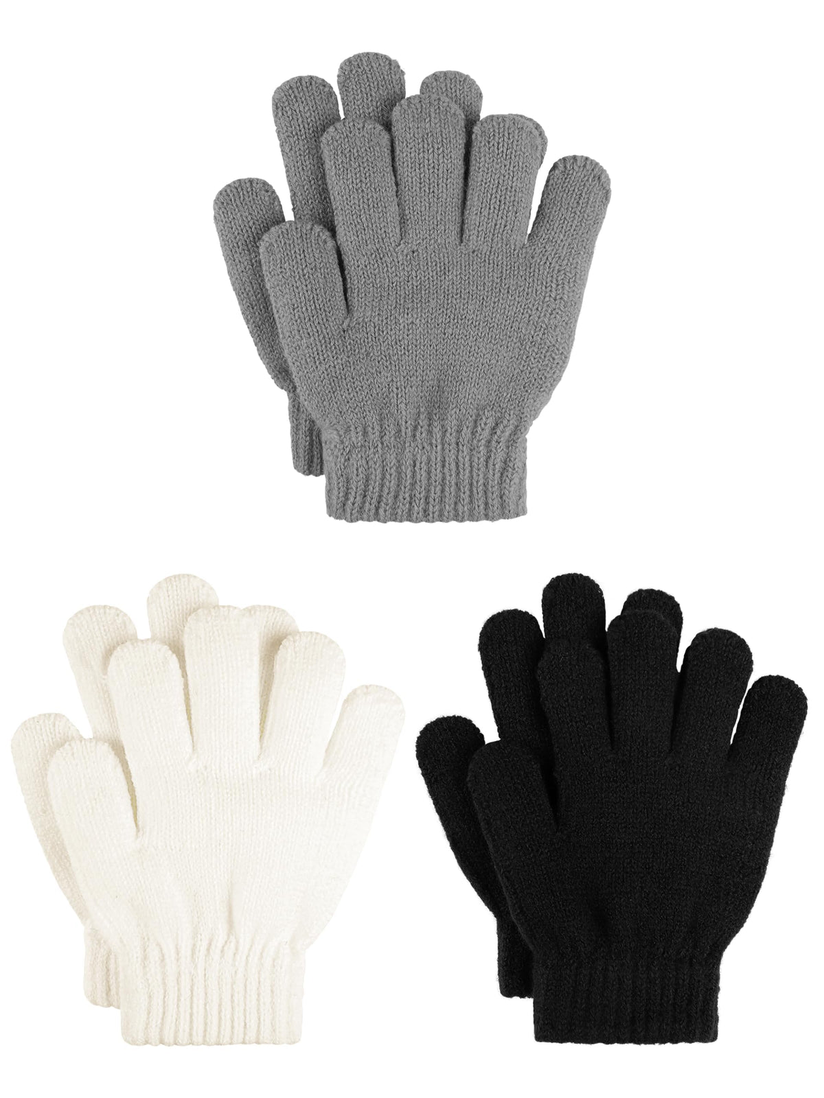 Cooraby 3 Pairs Kids Winter Gloves Thick Warm Toddler Gloves for Boys Girls