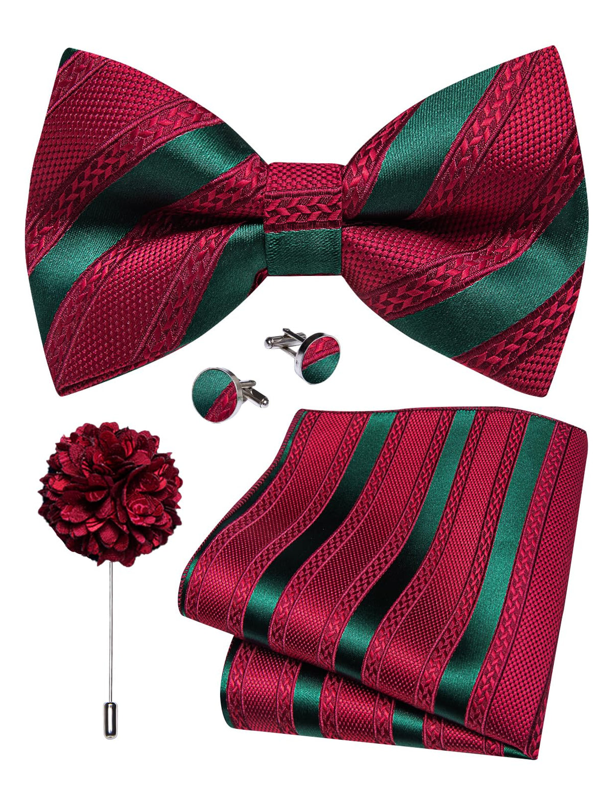 YourTies Silk Bow Ties for Men Pre-Tied Adjustable Paisley Bowtie Set