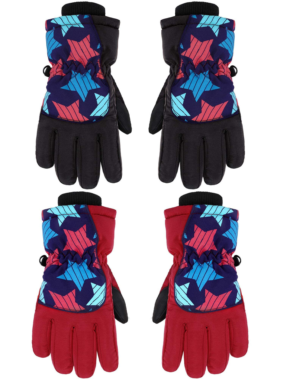 Hicarer 2 Pairs Kids Waterproof Winter Snow Gloves