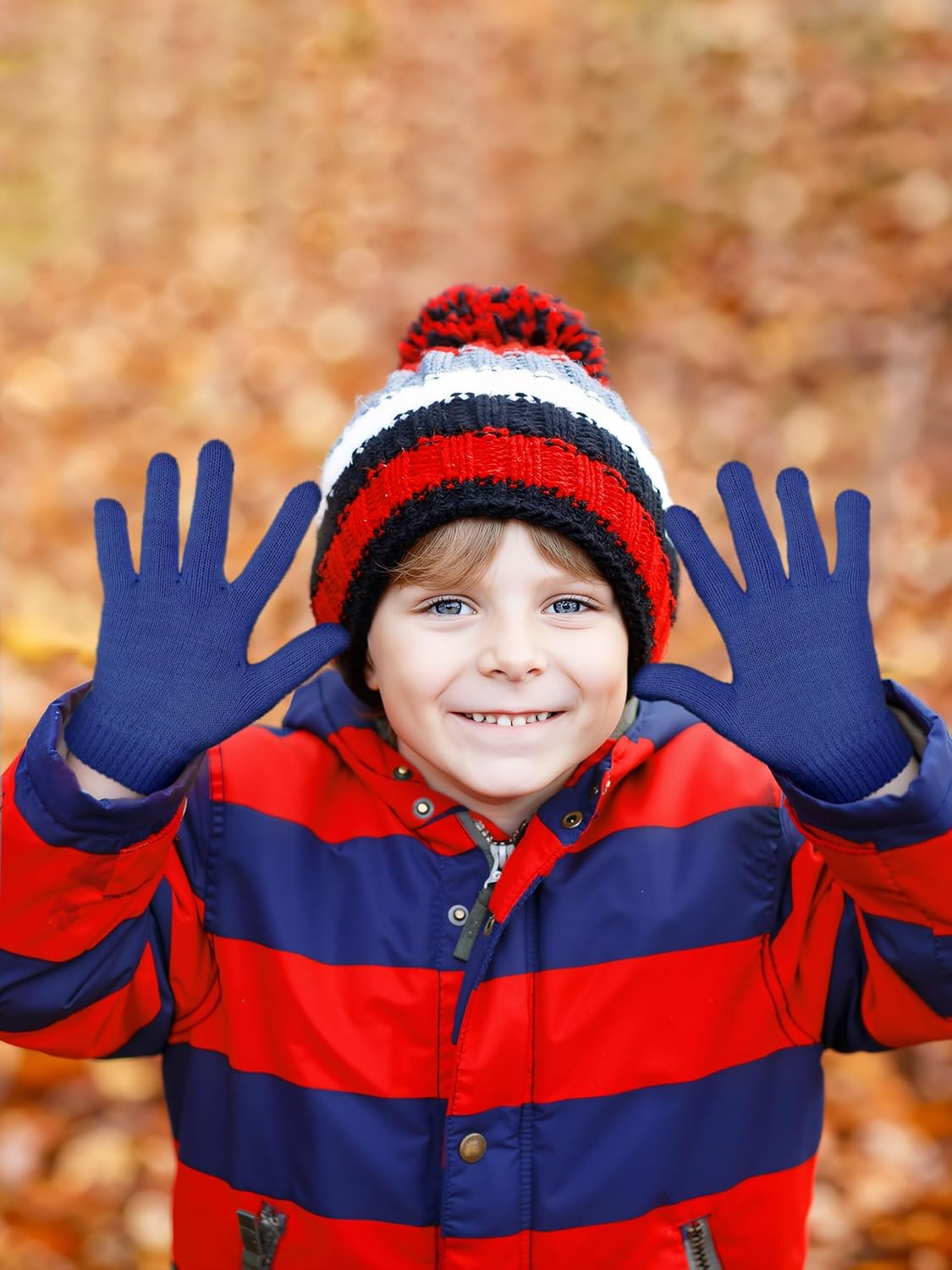 Cooraby 12 Pairs Kids Warm Magic Gloves Teens Winter Stretchy Knit Gloves Boys Girls Knit Gloves