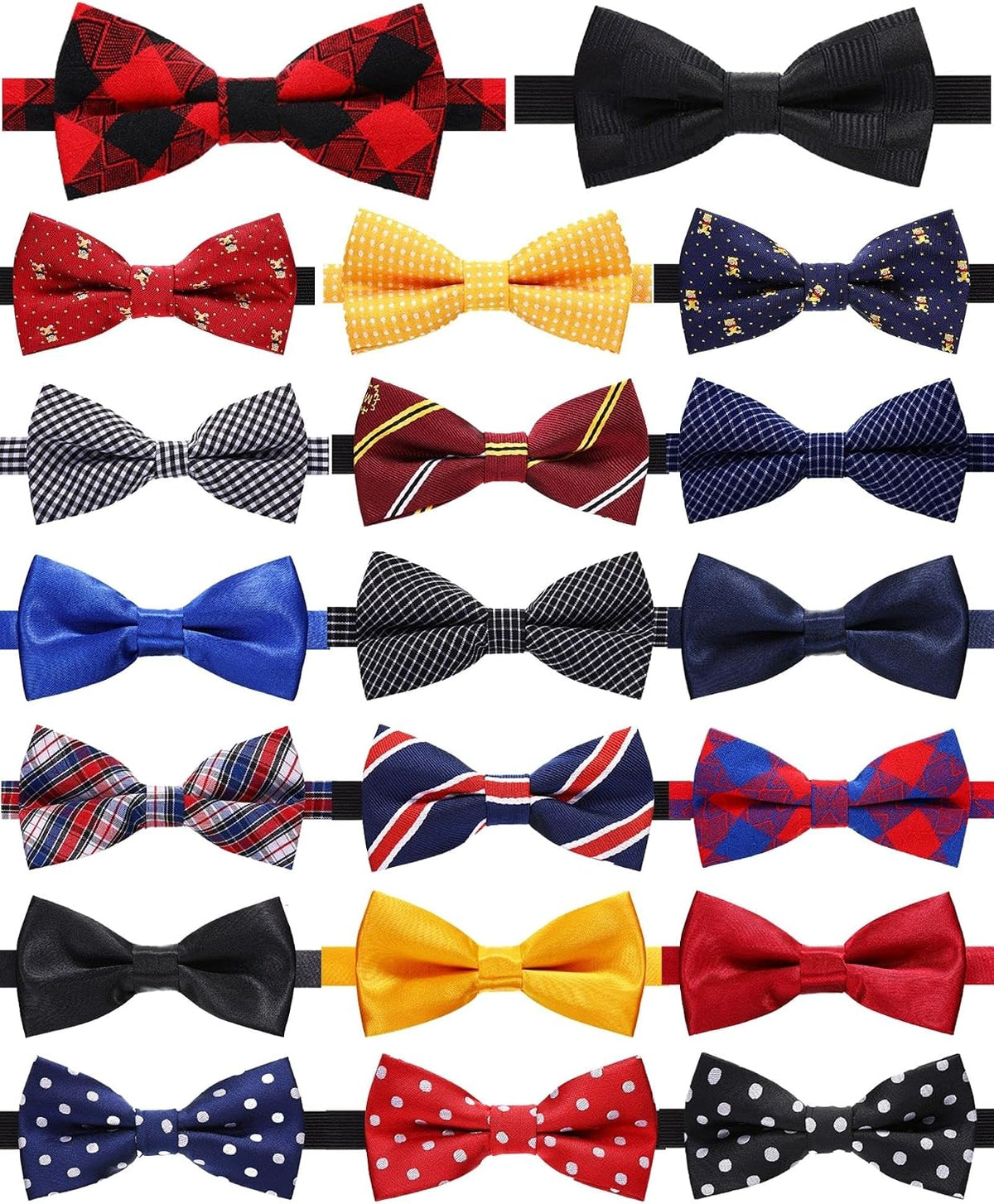 20 Pcs Kids Tie Bulk, Pre-tied Bow Tie for Boys, Classic Style