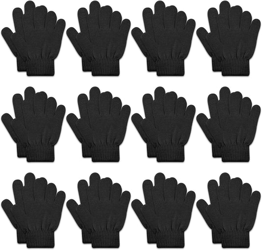 ONESING 12 Pairs Kids Gloves - Warm Knitted Winter Gloves Bulk for Girls Boys, Children Gloves Ideal for Cold Weather Mixcolor D