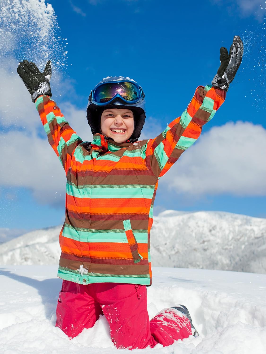 Honoson 2 Pairs Kids Waterproof Winter Snow Gloves