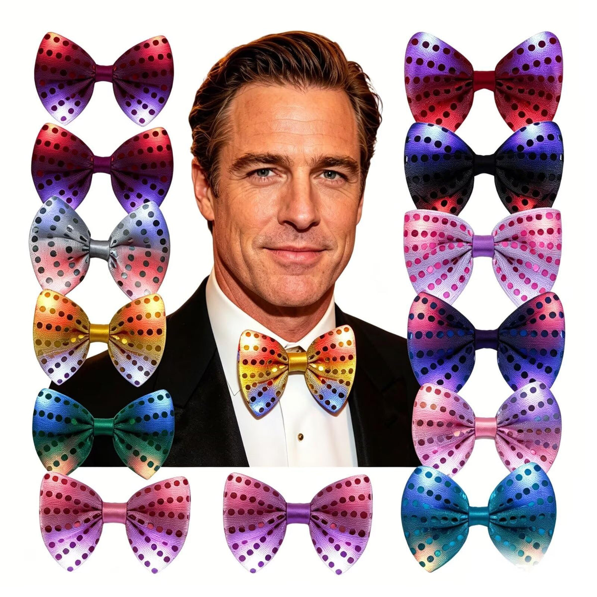 LED Sequin Necktie Electric Bright Light Up Men's Bow Ties Women Kids Flashing Bowties Glow Party Rave Festival School