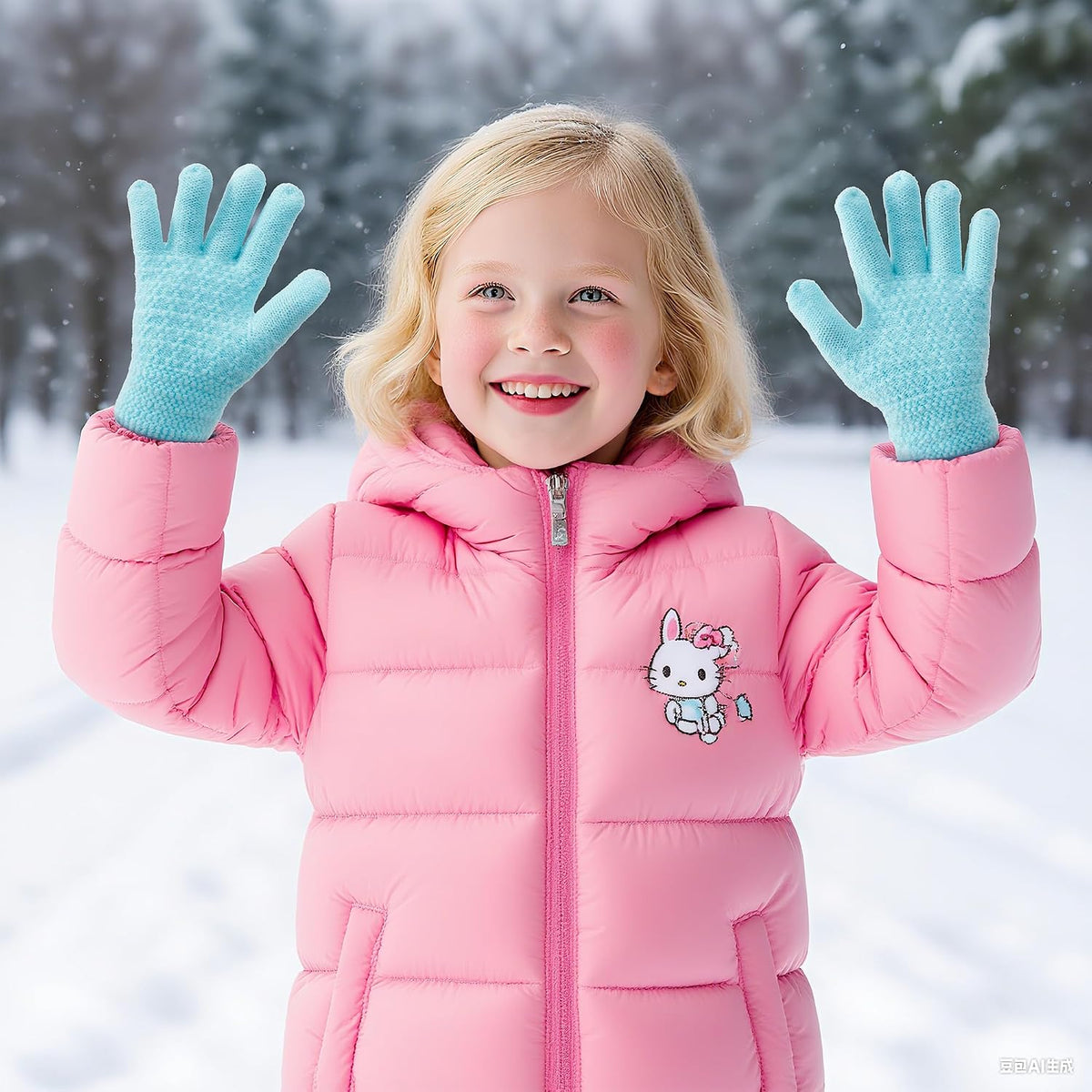 FENELY Winter Gloves for Boys Girls - Kids Warm Knit Thermal Cable Knitted Gloves Wool Fleece Lined Mittens for Cold Weather