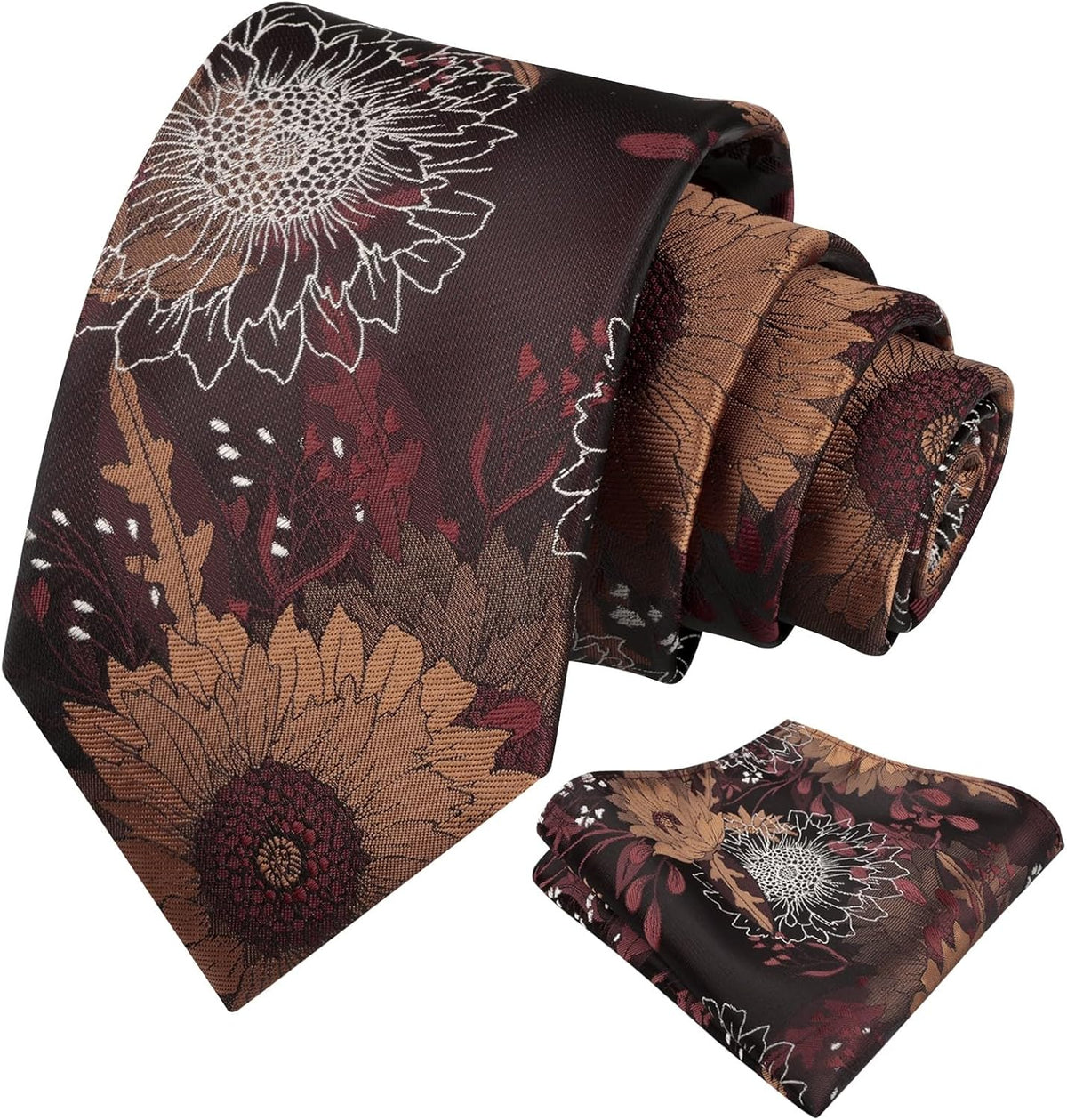 Alizeal Mens Large Chrysanthemum Bloom Floral Tie Set