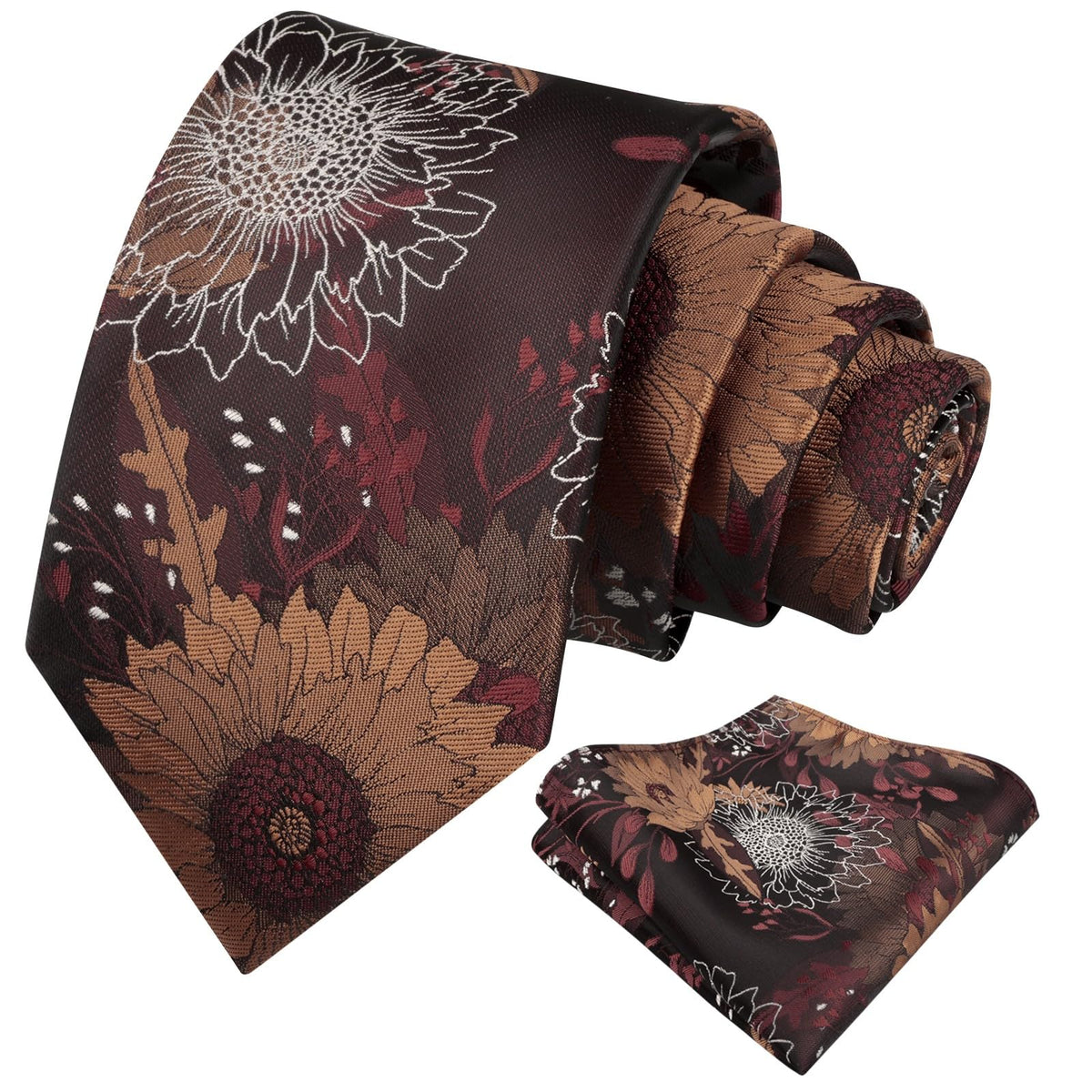 Alizeal Mens Large Chrysanthemum Bloom Floral Tie Set