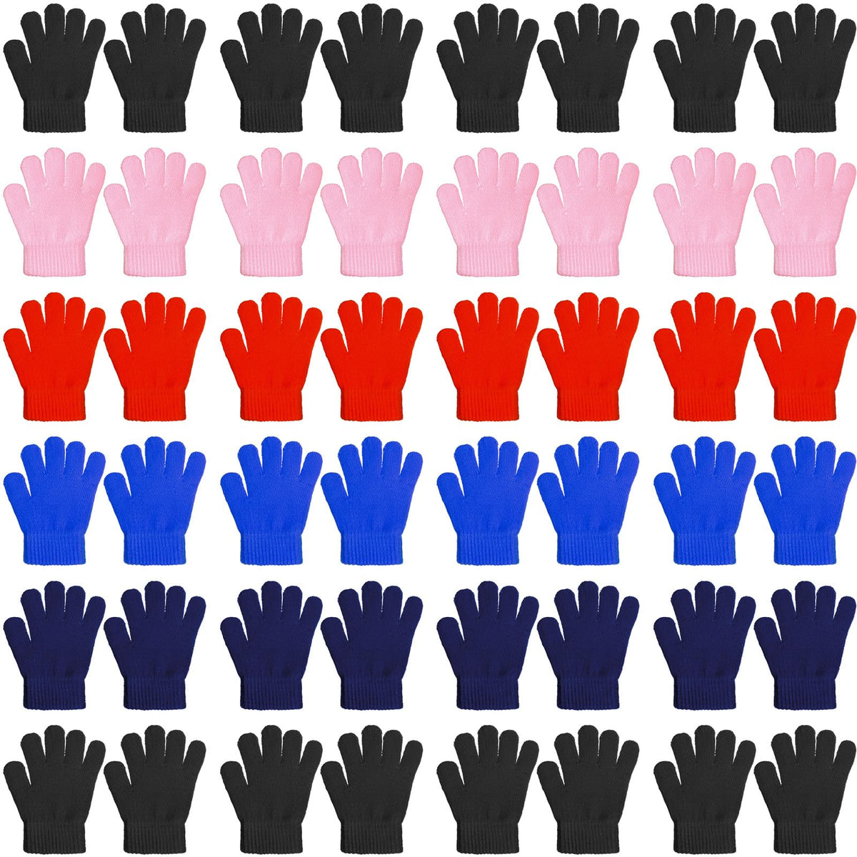 Neer 24 Pairs Kid's Winter Gloves Colorful Knit Gloves Bulk