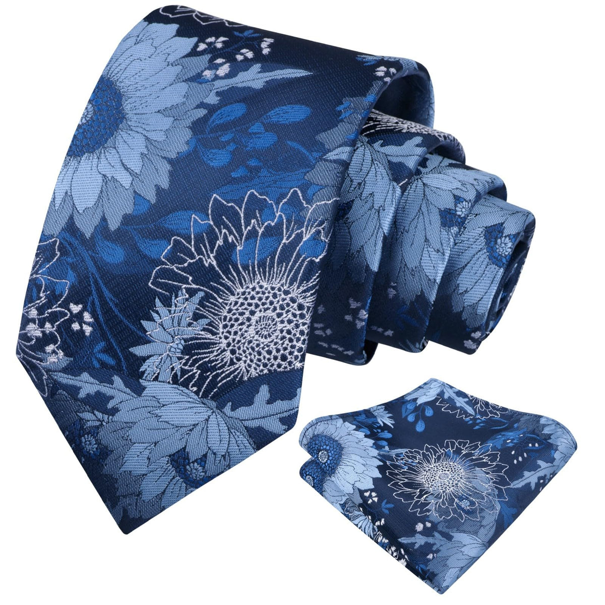 Alizeal Mens Large Chrysanthemum Bloom Floral Tie Set
