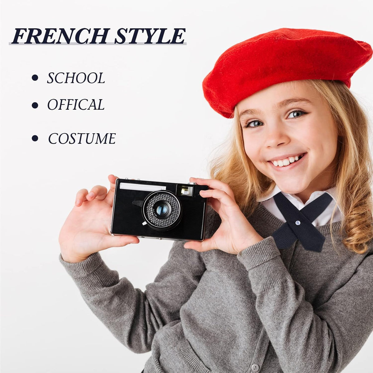 Tarpop 3 Pcs Girls Uniform Cross Tie Adjustable Navy Blue for School