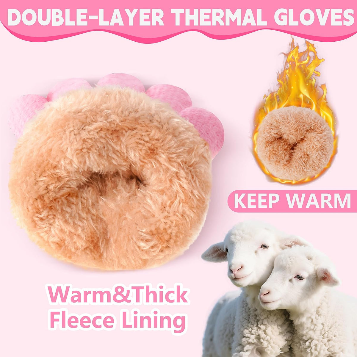 FENELY Winter Gloves for Boys Girls - Kids Warm Knit Thermal Cable Knitted Gloves Wool Fleece Lined Mittens for Cold Weather
