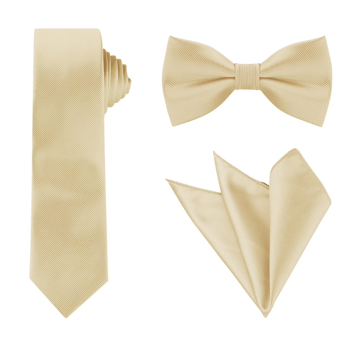Allegra K Men Solid Color Satin Bowtie Necktie Set for Wedding Business