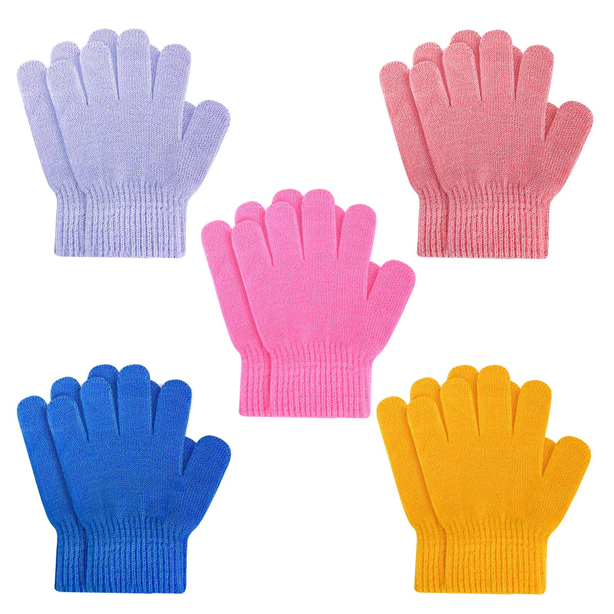 ONESING 3-24 Pairs Winter Knit Gloves for Kids - White Finger Gloves for Boys and Girls