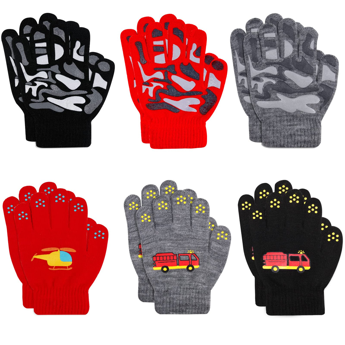 ONESING 3-24 Pairs Winter Knit Gloves for Kids - White Finger Gloves for Boys and Girls