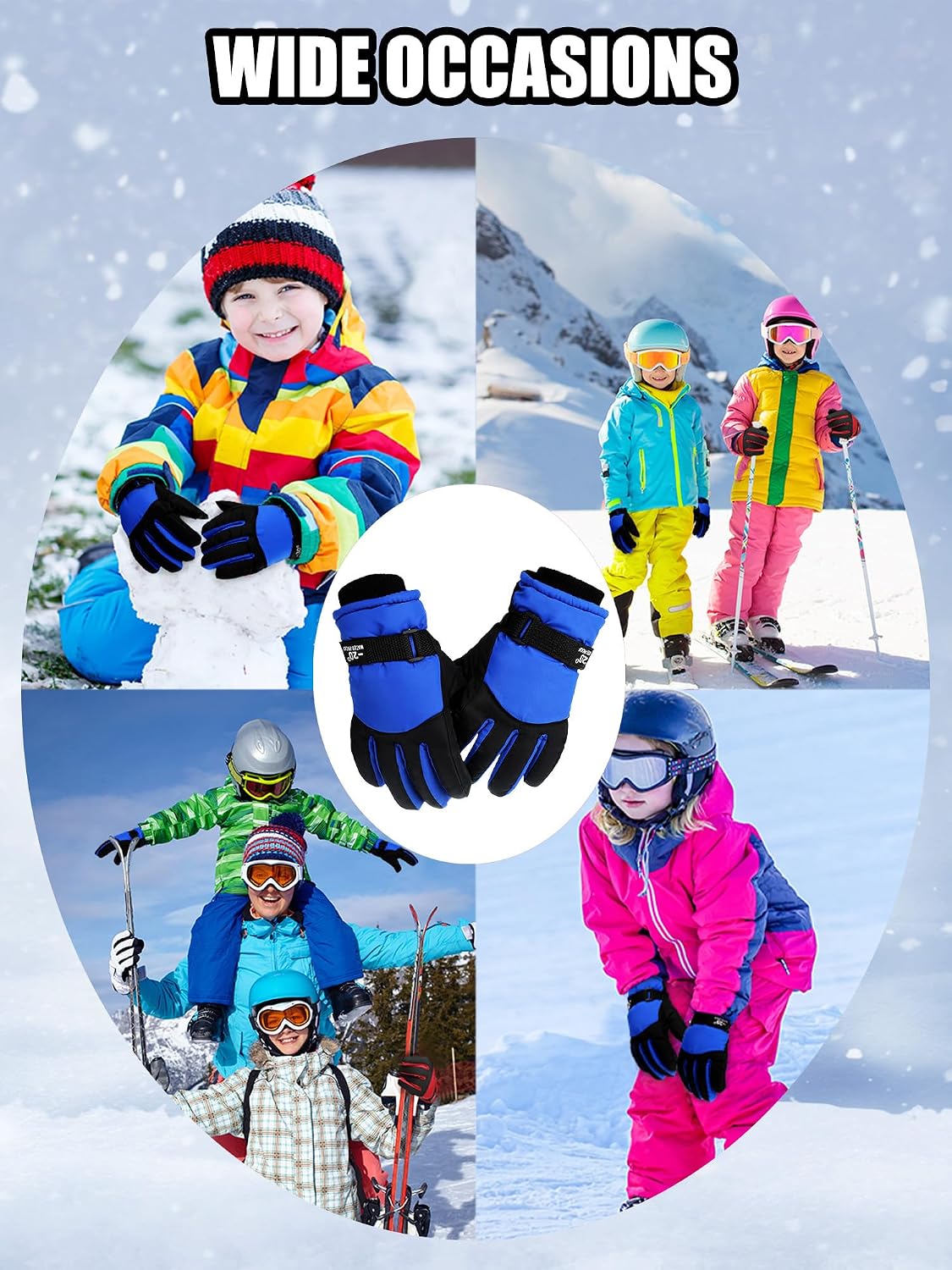 SATINIOR 2 Pair Kids Waterproof Winter Gloves