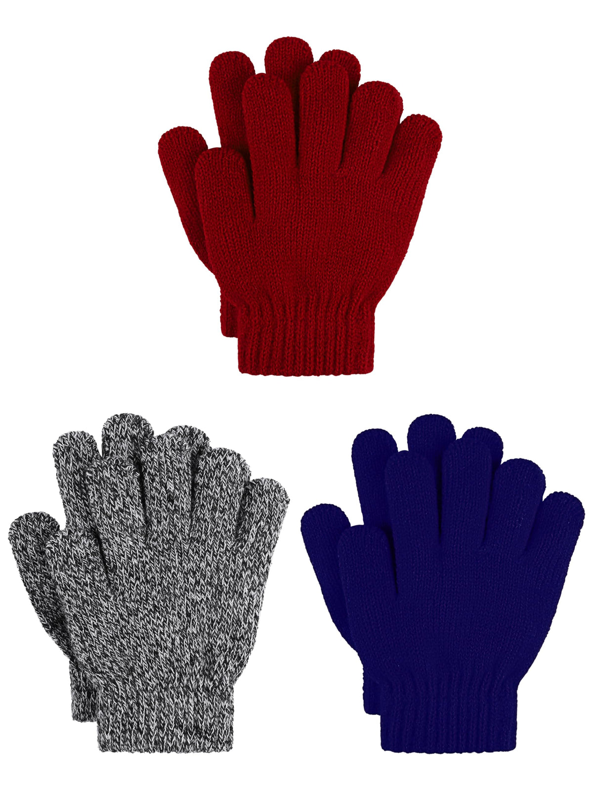 Cooraby 3 Pairs Kids Winter Gloves Thick Warm Toddler Gloves for Boys Girls