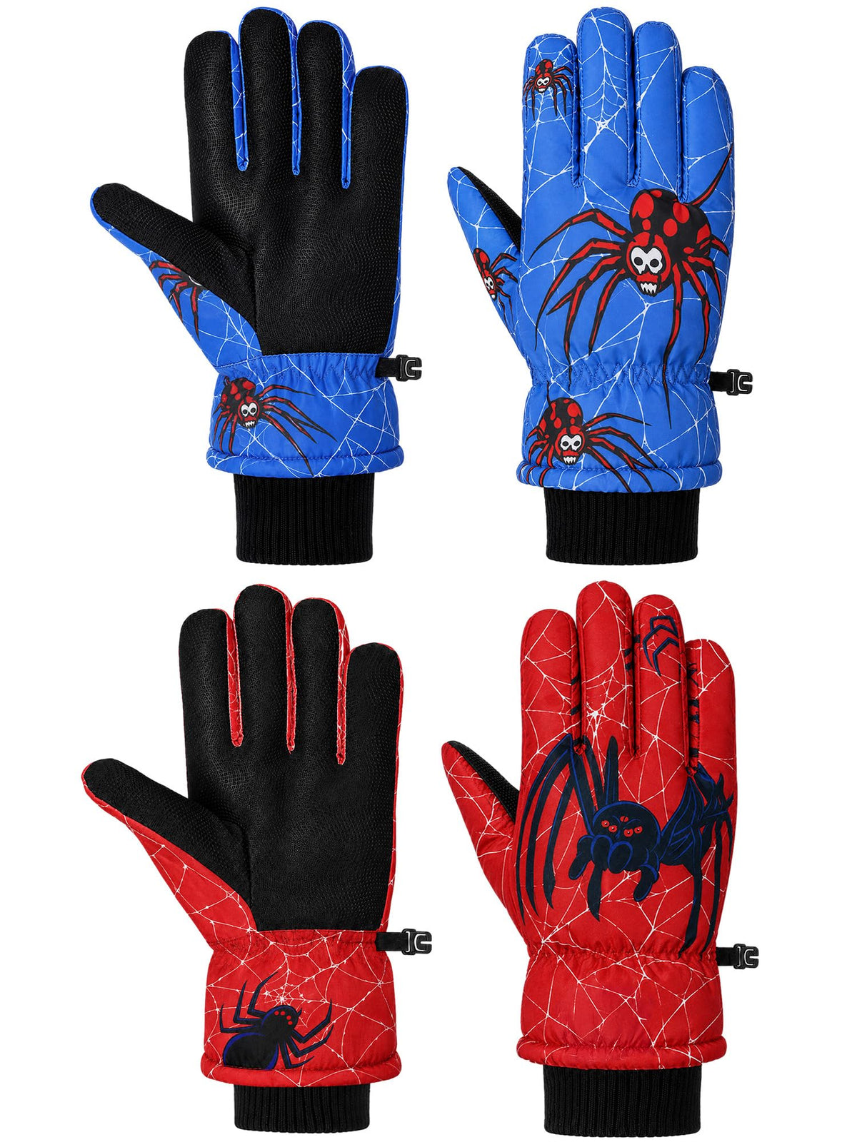 Honoson 2 Pairs Kids Waterproof Winter Snow Gloves