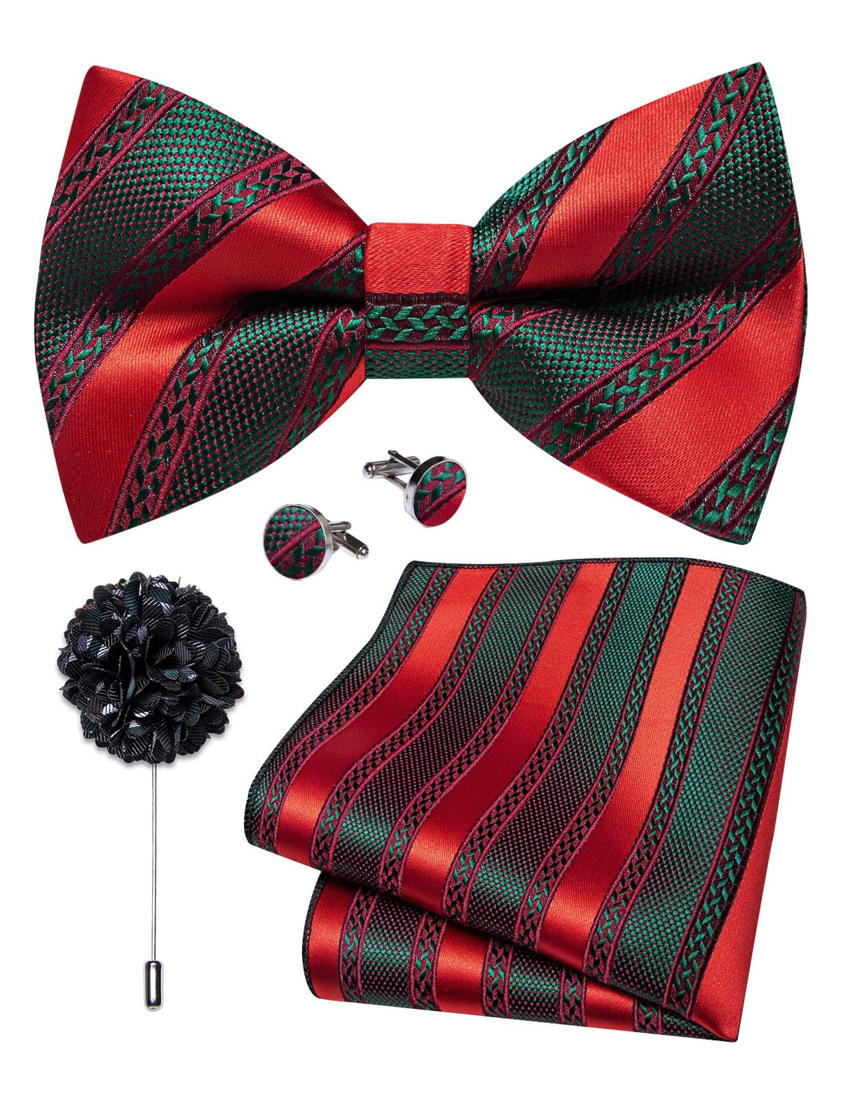 YourTies Silk Bow Ties for Men Pre-Tied Adjustable Paisley Bowtie Set