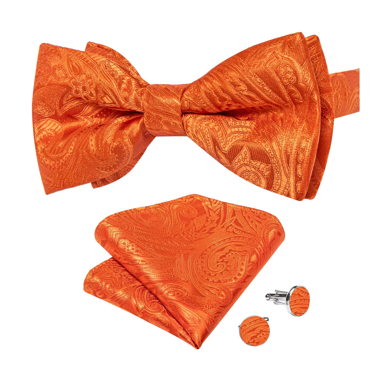 DiBanGu Silk Paisley Bow Tie for Men Formal Pre-tied Bowtie Set