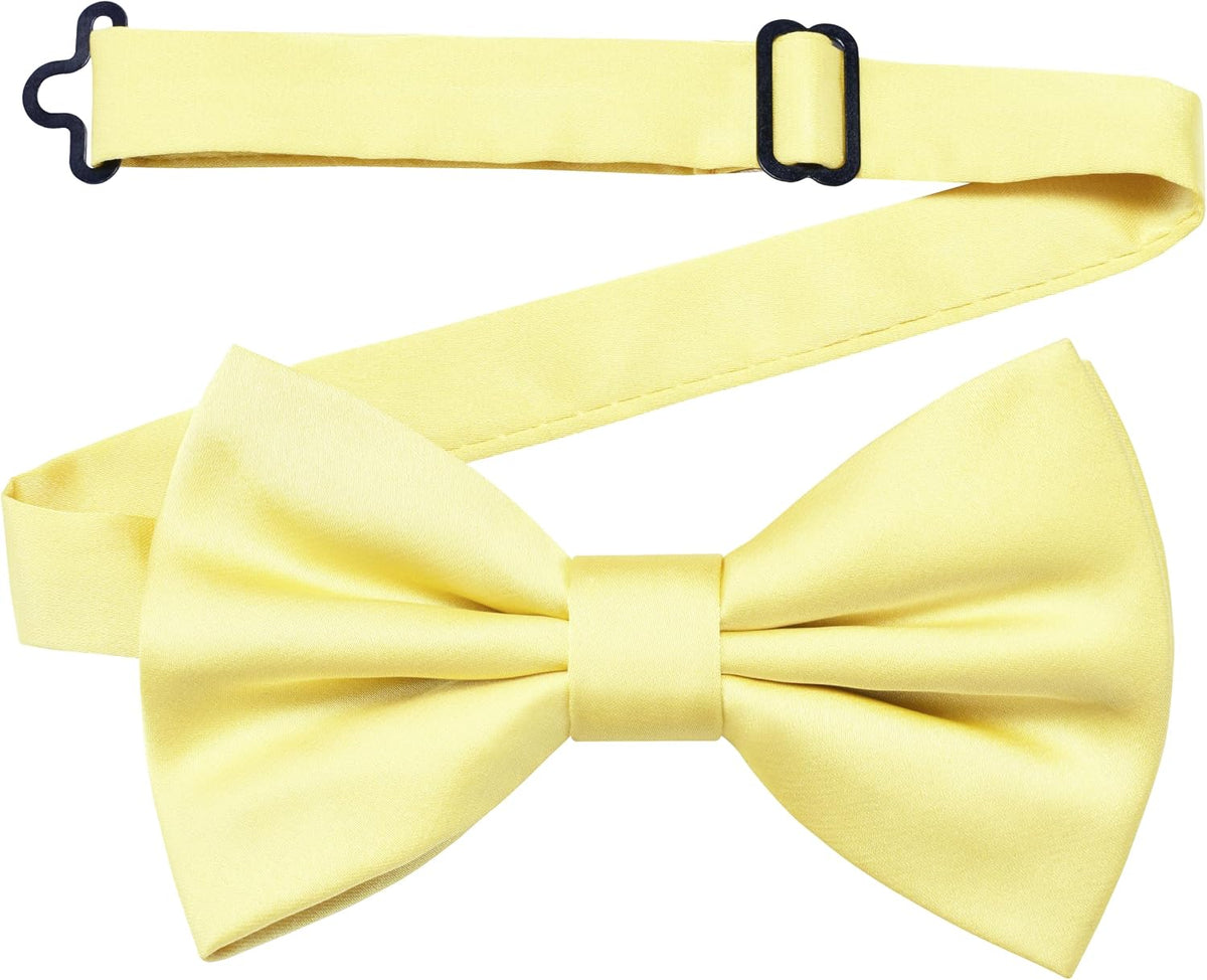 Branduce Solid Color Pre-tied Bow Tie and Pocket Square Lapel Pin Set for Men
