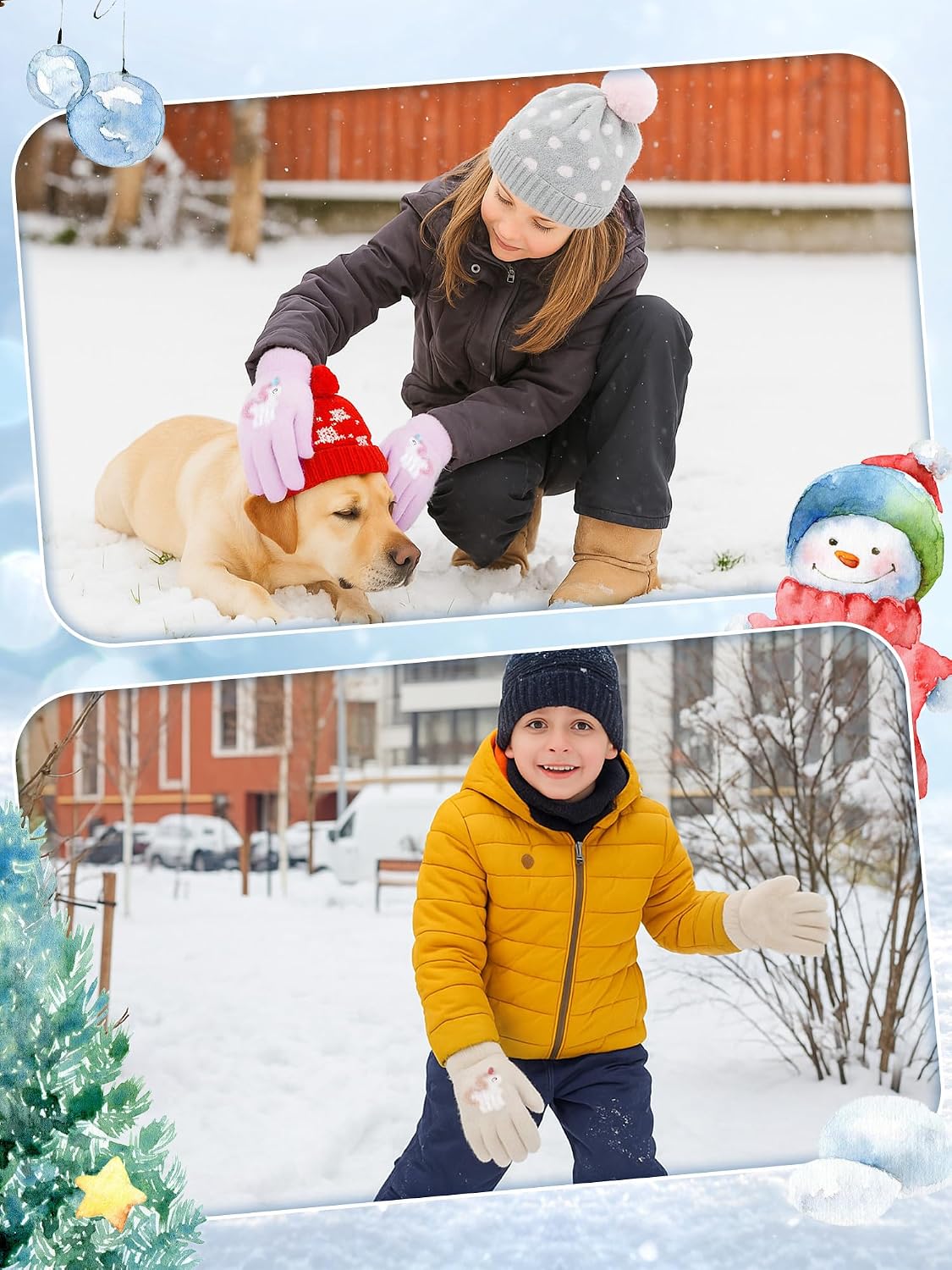 EBOOT 3 Pairs Winter Kids Gloves Warm