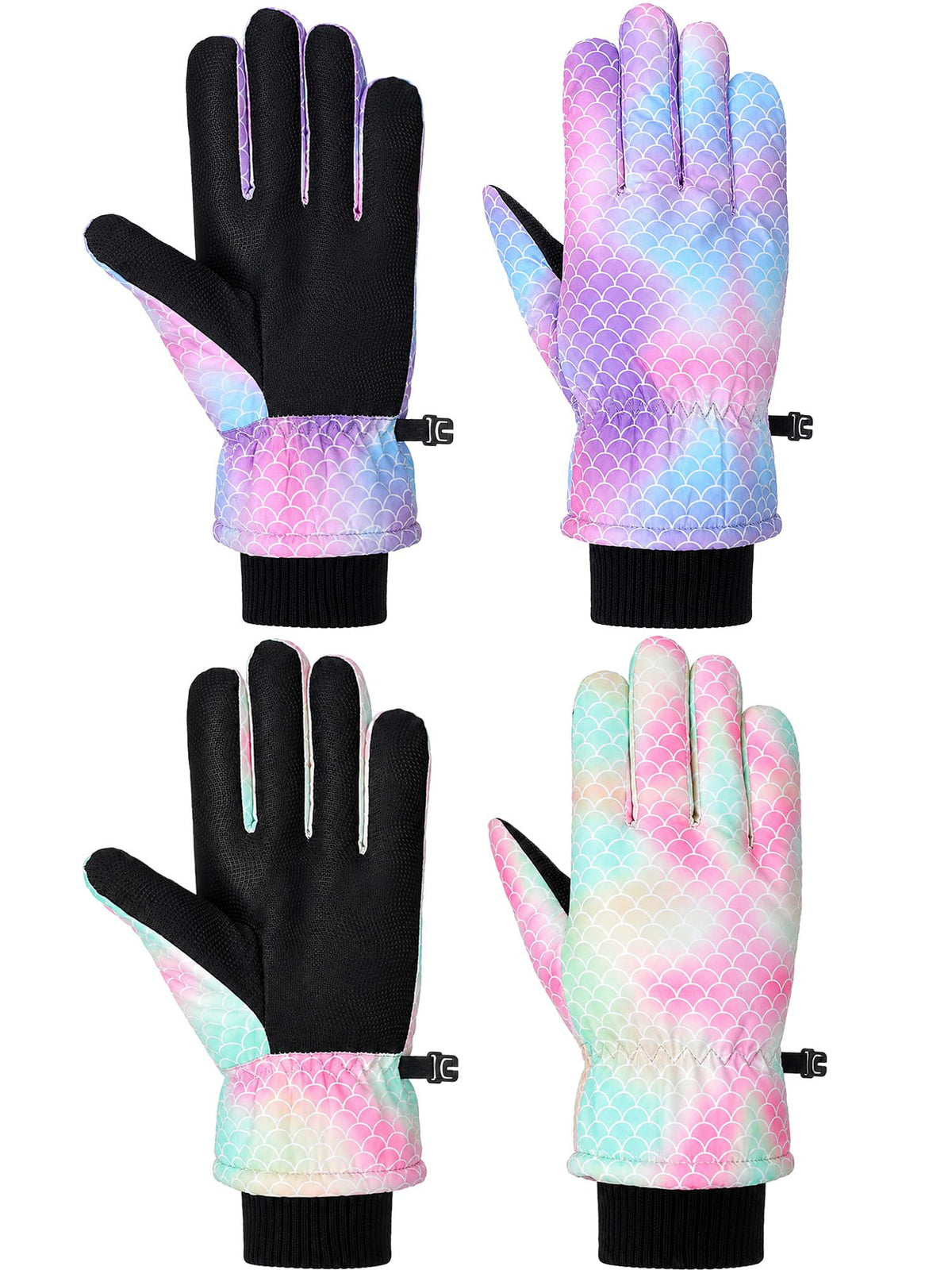 Honoson 2 Pairs Kids Waterproof Winter Snow Gloves