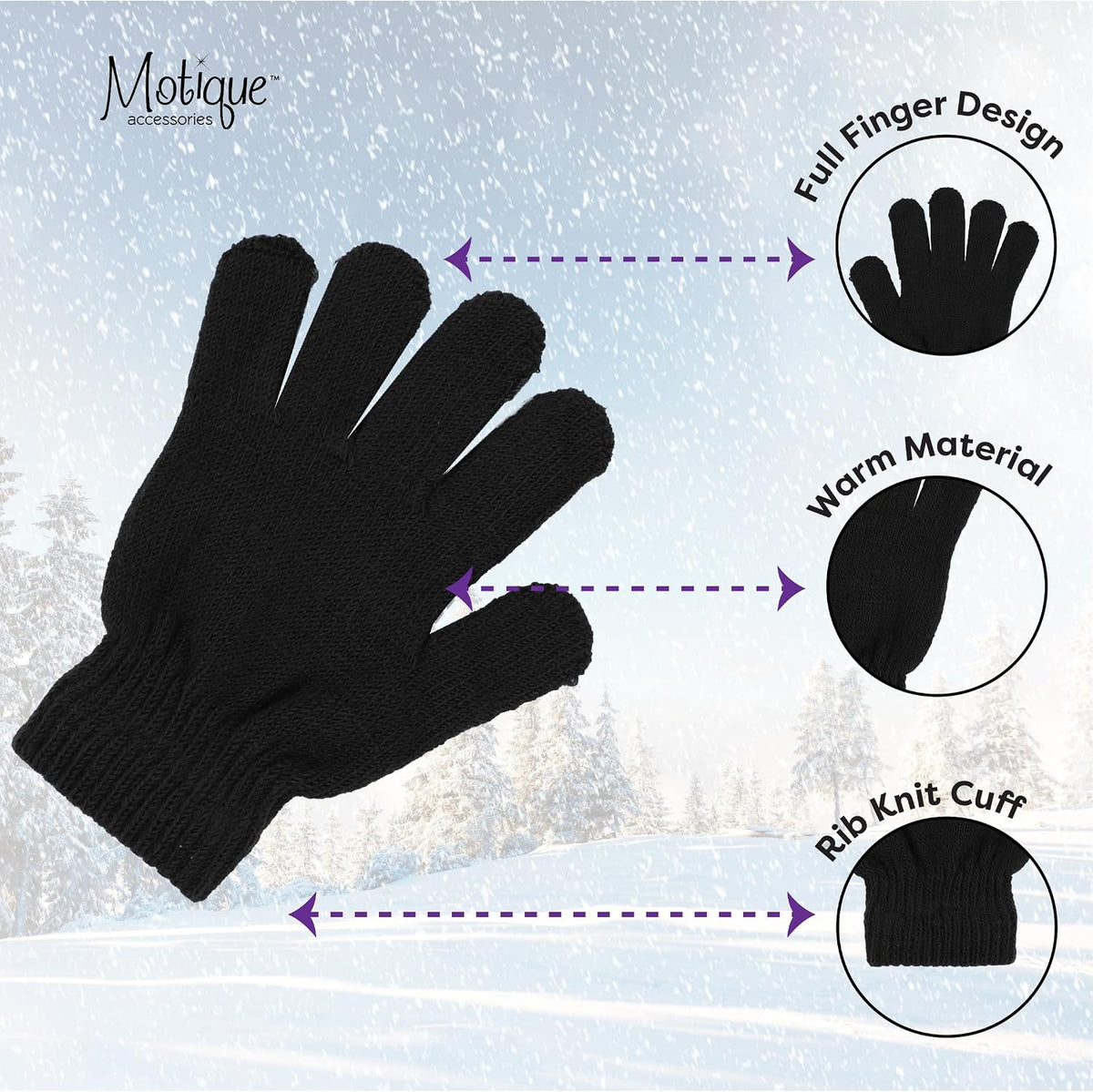 Kids Gloves Magic Knit Gloves for Girls/Boys Solid Colors