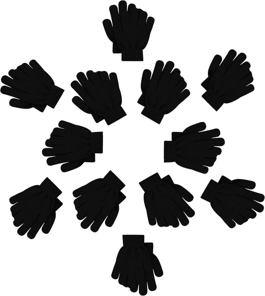 12 Pairs Kids Winter Gloves, Children Bulk Pack Fun Colorful Cute Magic Glove for Boys & Girls