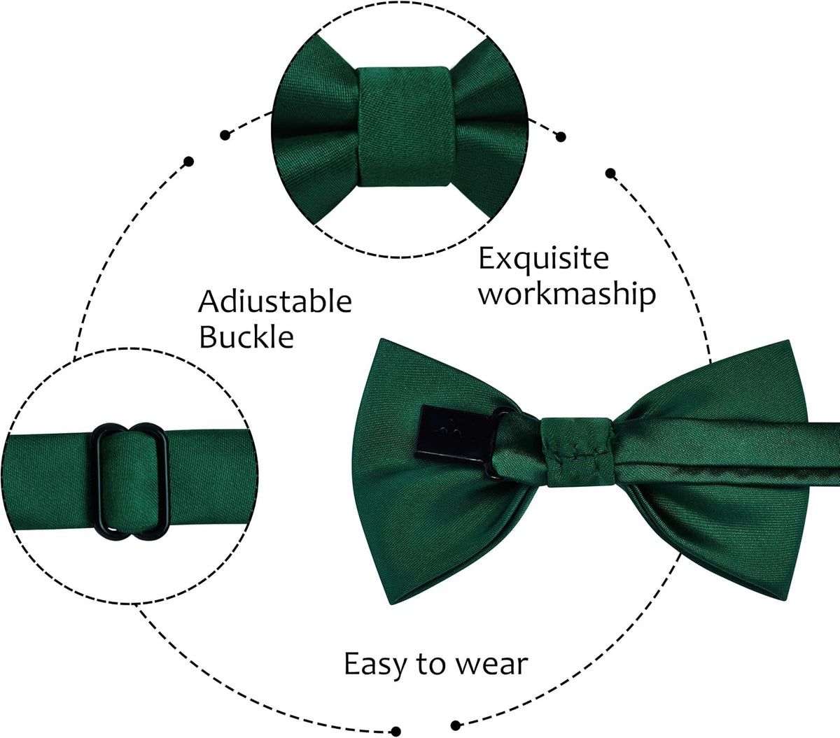GUSLESON Solid Bow Ties for Boys Pre-Tied Baby Kids Bow Tie Adjustable Toddler Bowties for Wedding Party