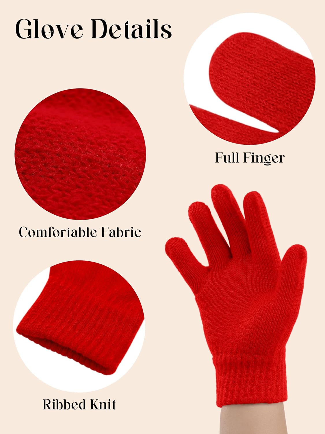 Cooraby 12 Pairs Kid's Winter Magic Gloves Children Stretchy Warm Magic Gloves Boys or Girls Knit Gloves for 6-12 Years