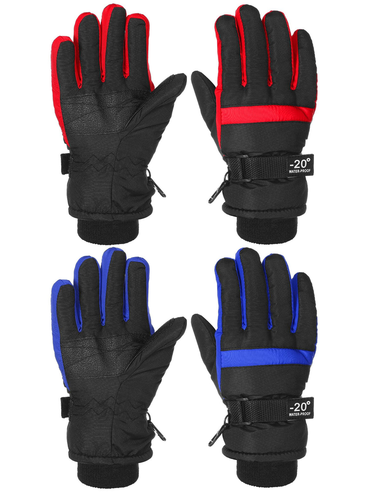 SATINIOR 2 Pair Kids Waterproof Winter Gloves