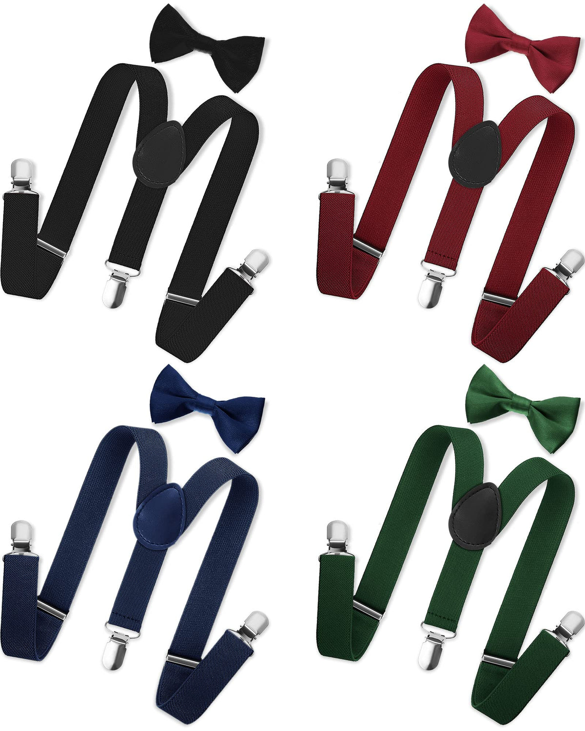 SATINIOR 4 Set Kids Suspenders and Bow Tie Set for Boys Girl