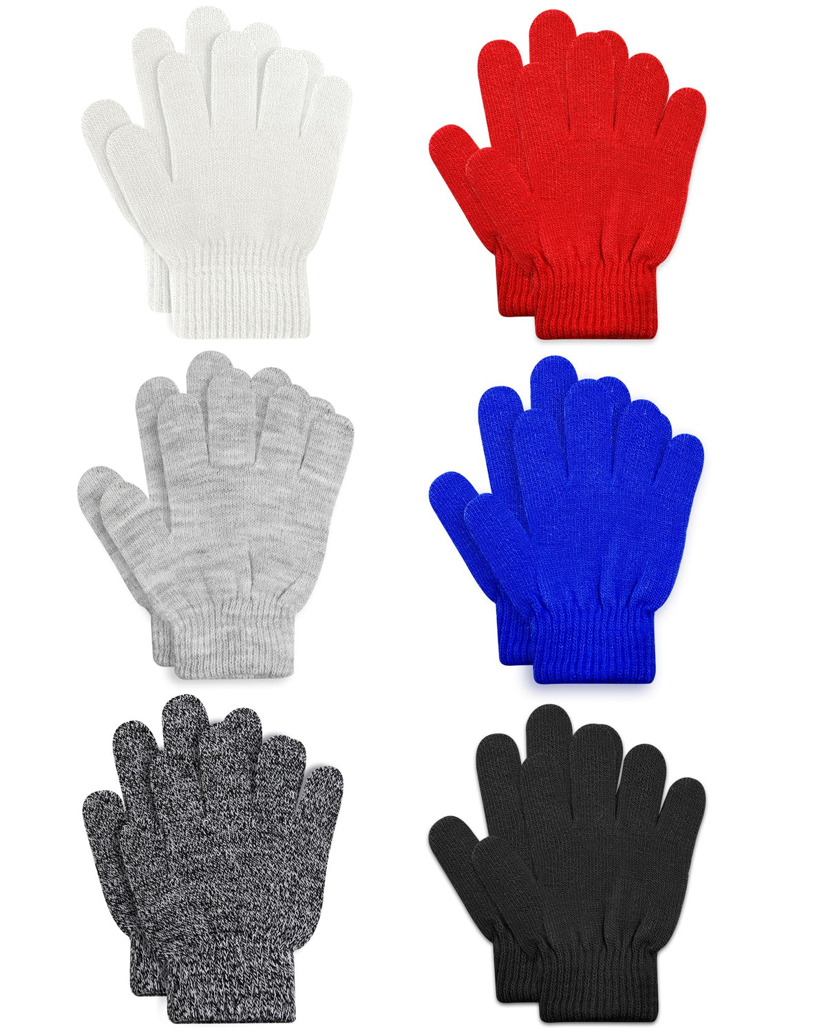 ONESING 3-24 Pairs Winter Knit Gloves for Kids - White Finger Gloves for Boys and Girls