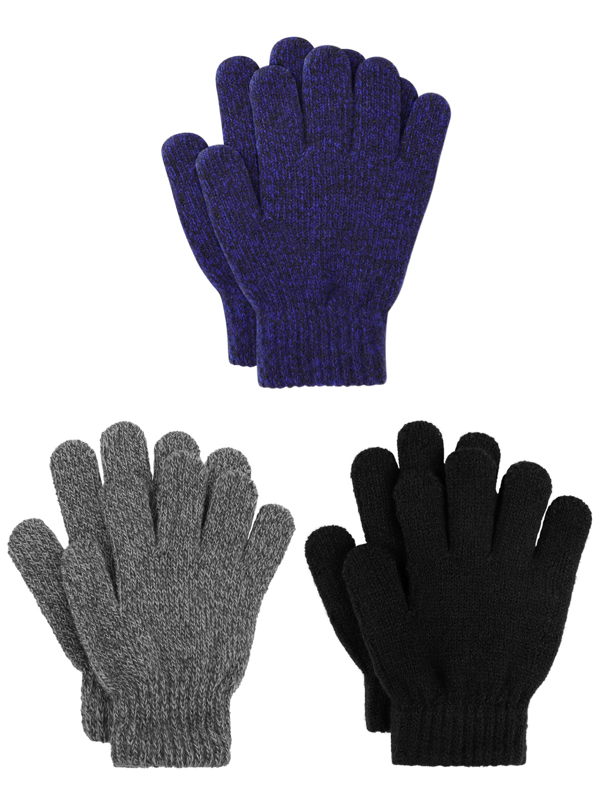 Cooraby 3 Pairs Kids Winter Gloves Thick Warm Toddler Gloves for Boys Girls