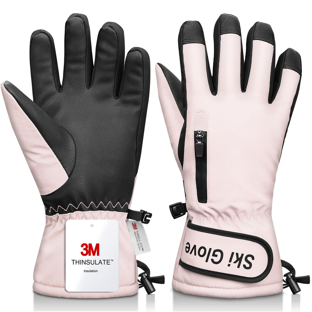 Ski Gloves,Snow Gloves Waterproof Winter Warm Cold Weather Touchscreen Gloves for Parent& Child Kids Skiing,Snowboarding