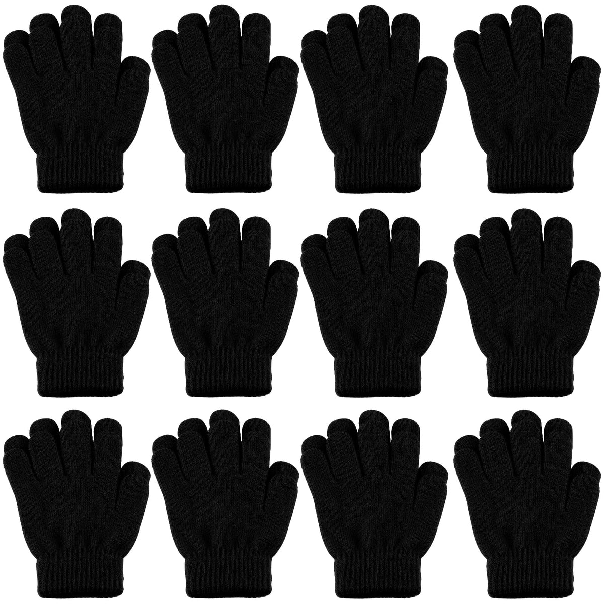 ONESING 3-24 Pairs Winter Knit Gloves for Kids - White Finger Gloves for Boys and Girls
