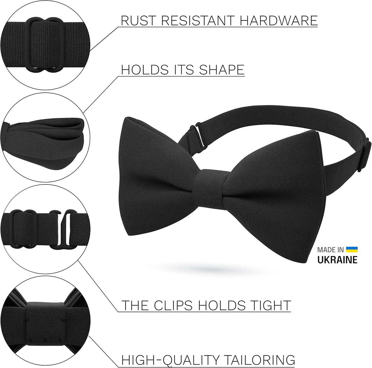 BOW TIE HOUSE Mens Bowties Pre-tied Shape Clip on Bowtie Solid Men Formal Wear for kids, baby boys, toddler any age bow ties