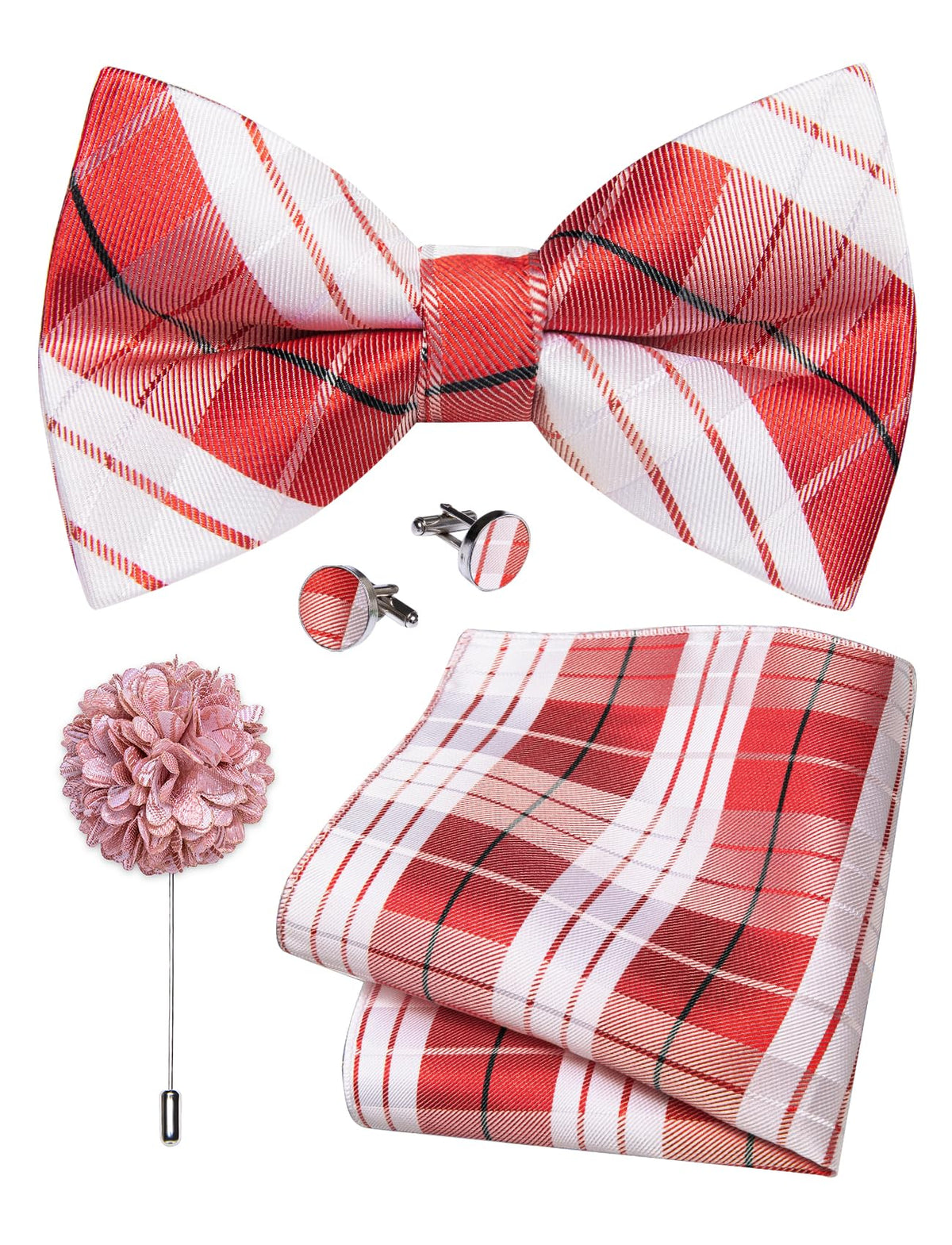 YourTies Silk Bow Ties for Men Pre-Tied Adjustable Paisley Bowtie Set