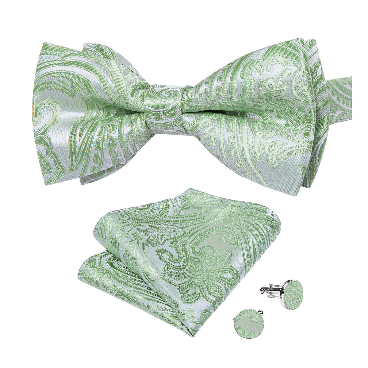 DiBanGu Silk Paisley Bow Tie for Men Formal Pre-tied Bowtie Set
