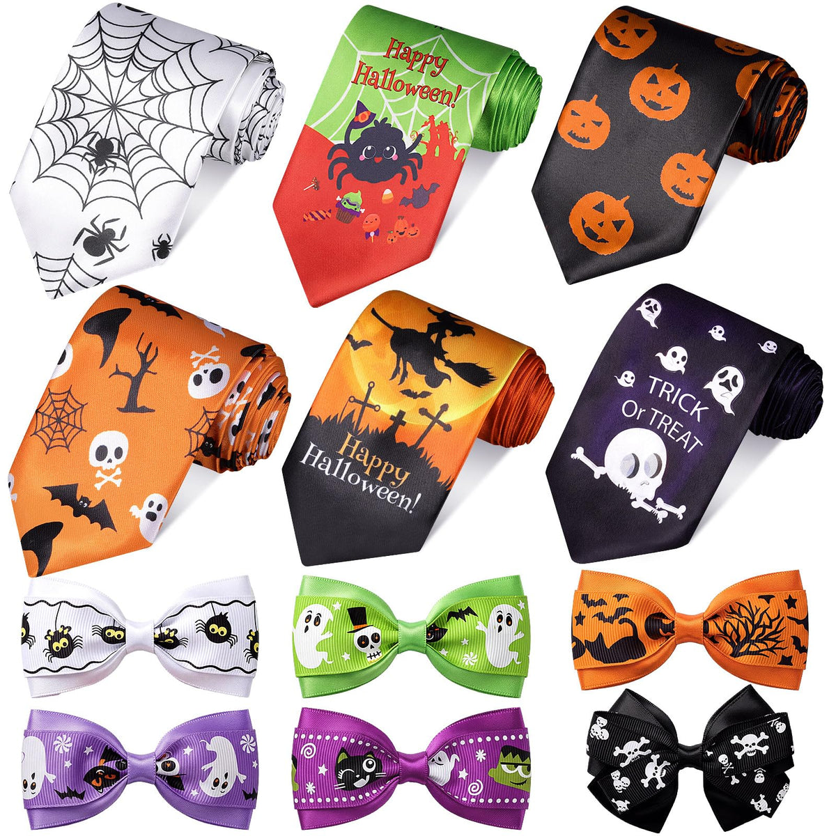 SATINIOR Halloween Ties for Men Necktie Clip-on Bow Tie