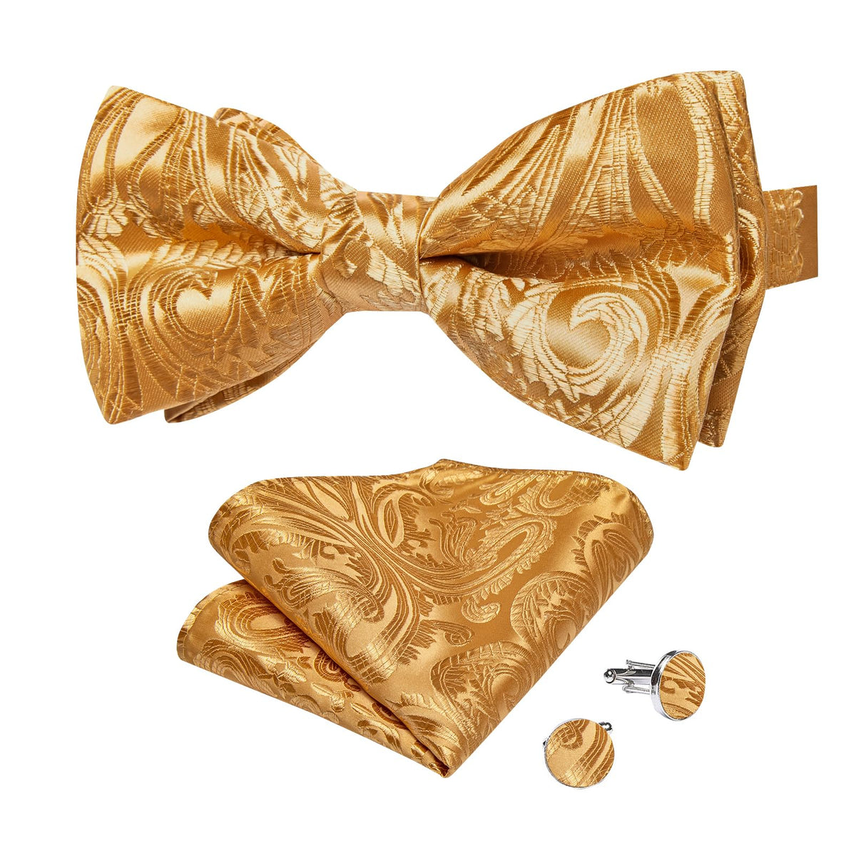 DiBanGu Silk Paisley Bow Tie for Men Formal Pre-tied Bowtie Set