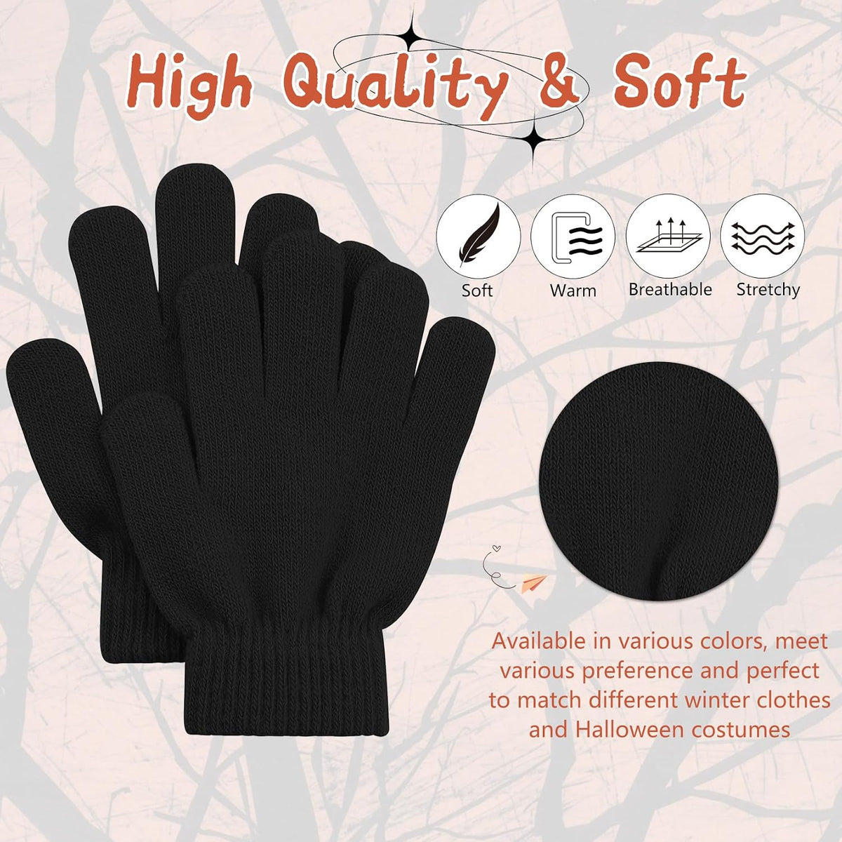 Kids Winter Gloves for Toddler Boys Girls Warm Full Finger Knit Mittens