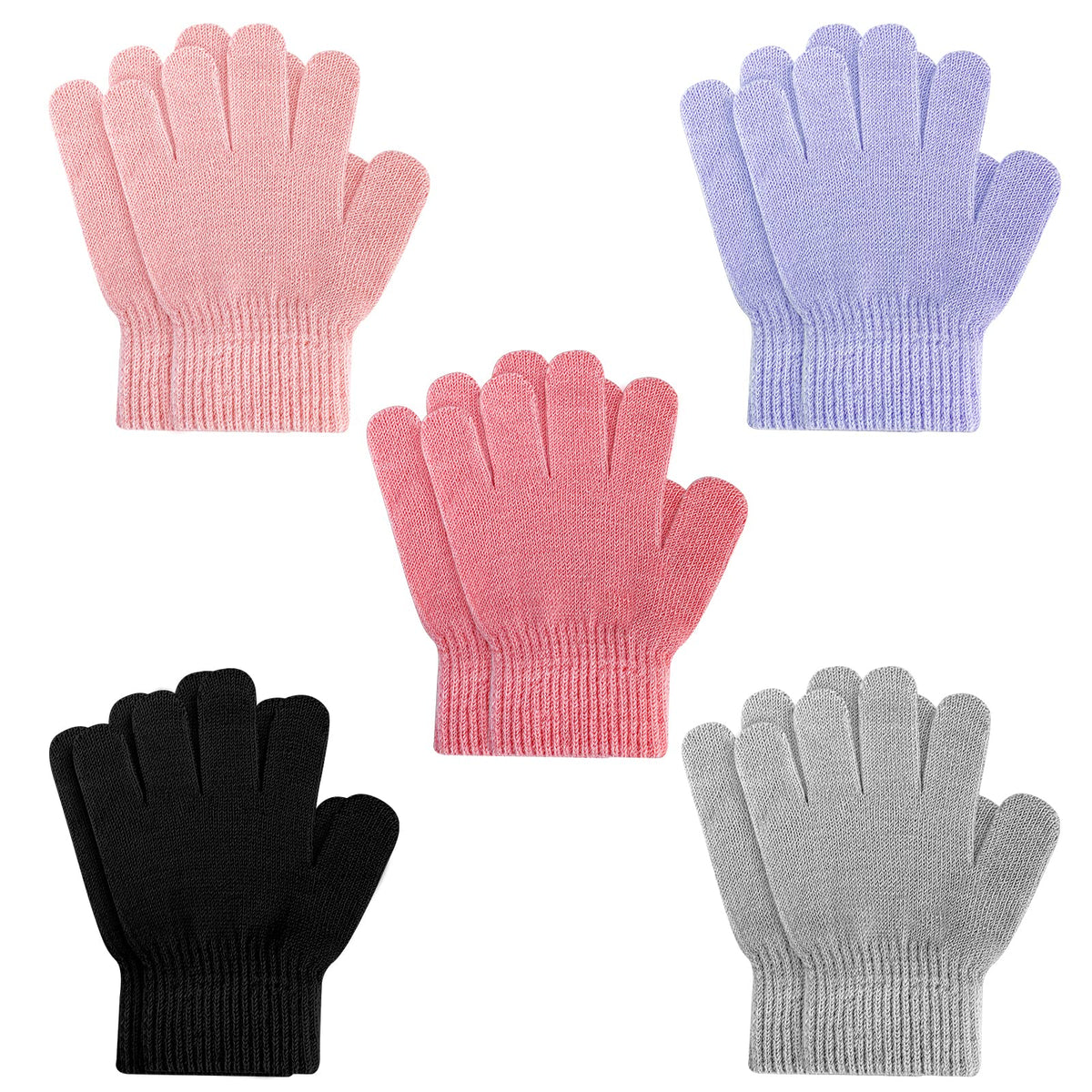 ONESING 3-24 Pairs Winter Knit Gloves for Kids - White Finger Gloves for Boys and Girls