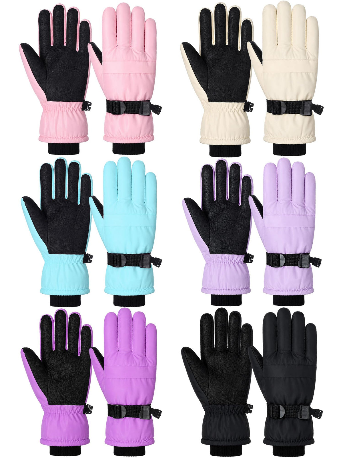 Bencailor 6 Pairs Kids Winter Snow Gloves