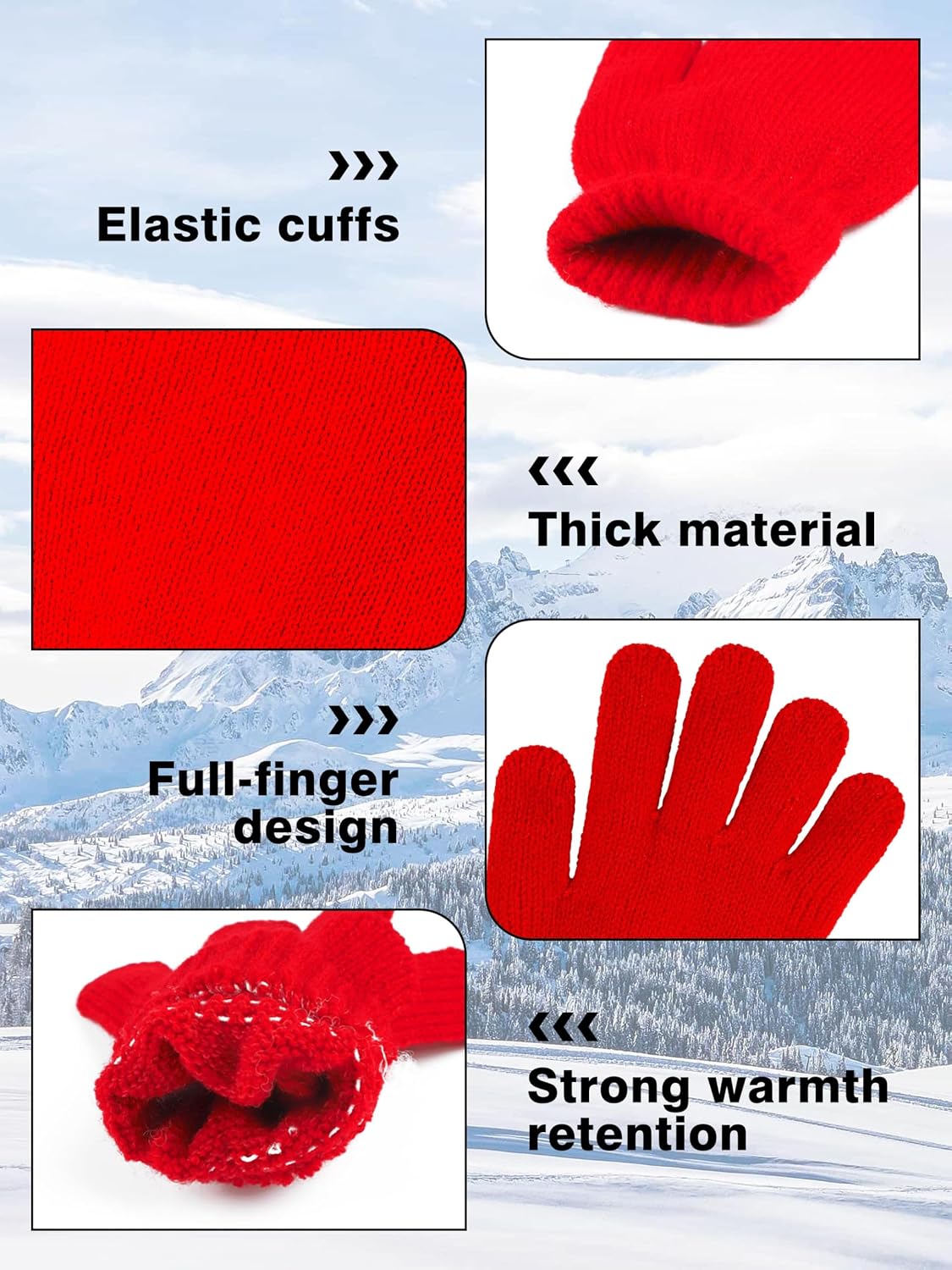 Cooraby 3 Pairs Kids Winter Gloves Thick Warm Toddler Gloves for Boys Girls
