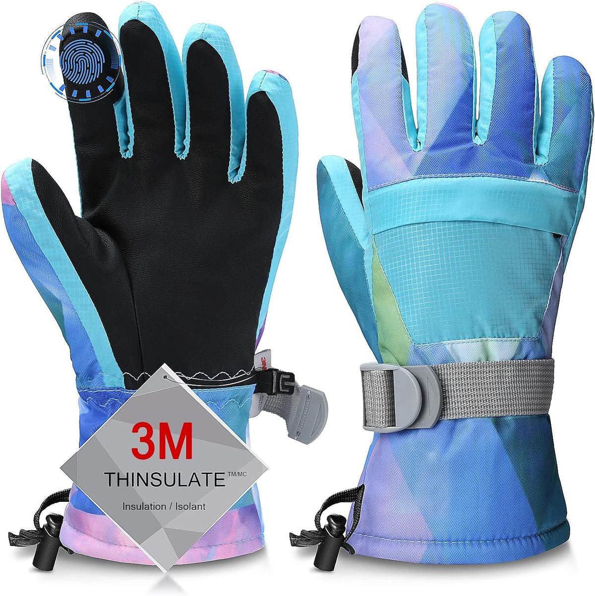 Ski Gloves,Snow Gloves Waterproof Winter Warm Cold Weather Touchscreen Gloves for Parent& Child Kids Skiing,Snowboarding