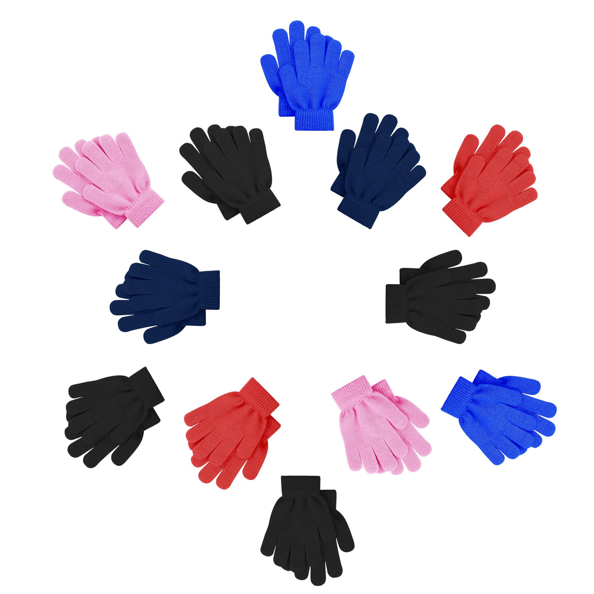 12 Pairs Kids Winter Gloves, Children Bulk Pack Fun Colorful Cute Magic Glove for Boys & Girls