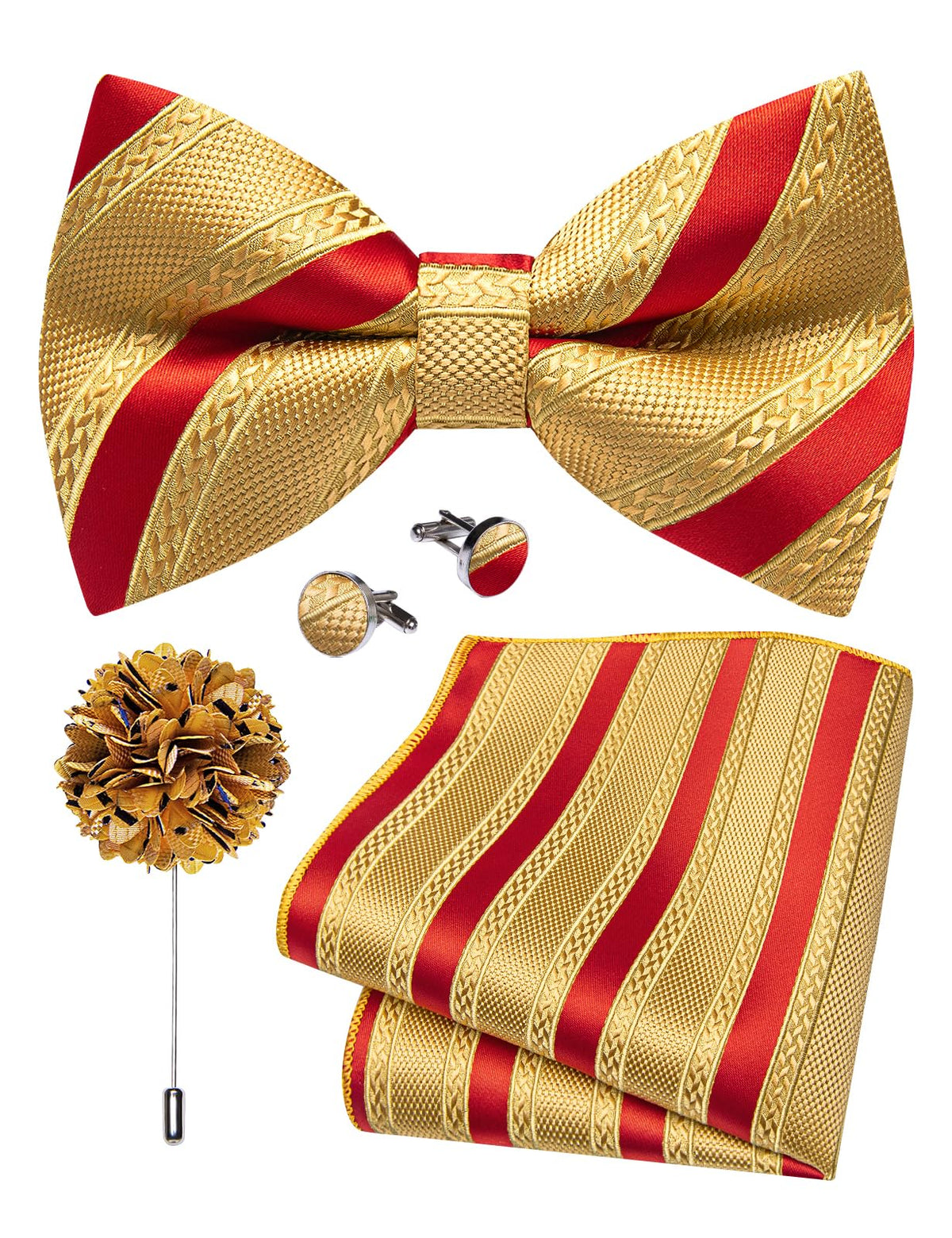 YourTies Silk Bow Ties for Men Pre-Tied Adjustable Paisley Bowtie Set