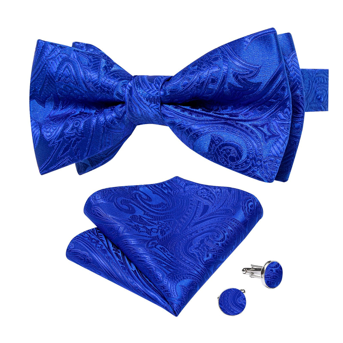 DiBanGu Silk Paisley Bow Tie for Men Formal Pre-tied Bowtie Set