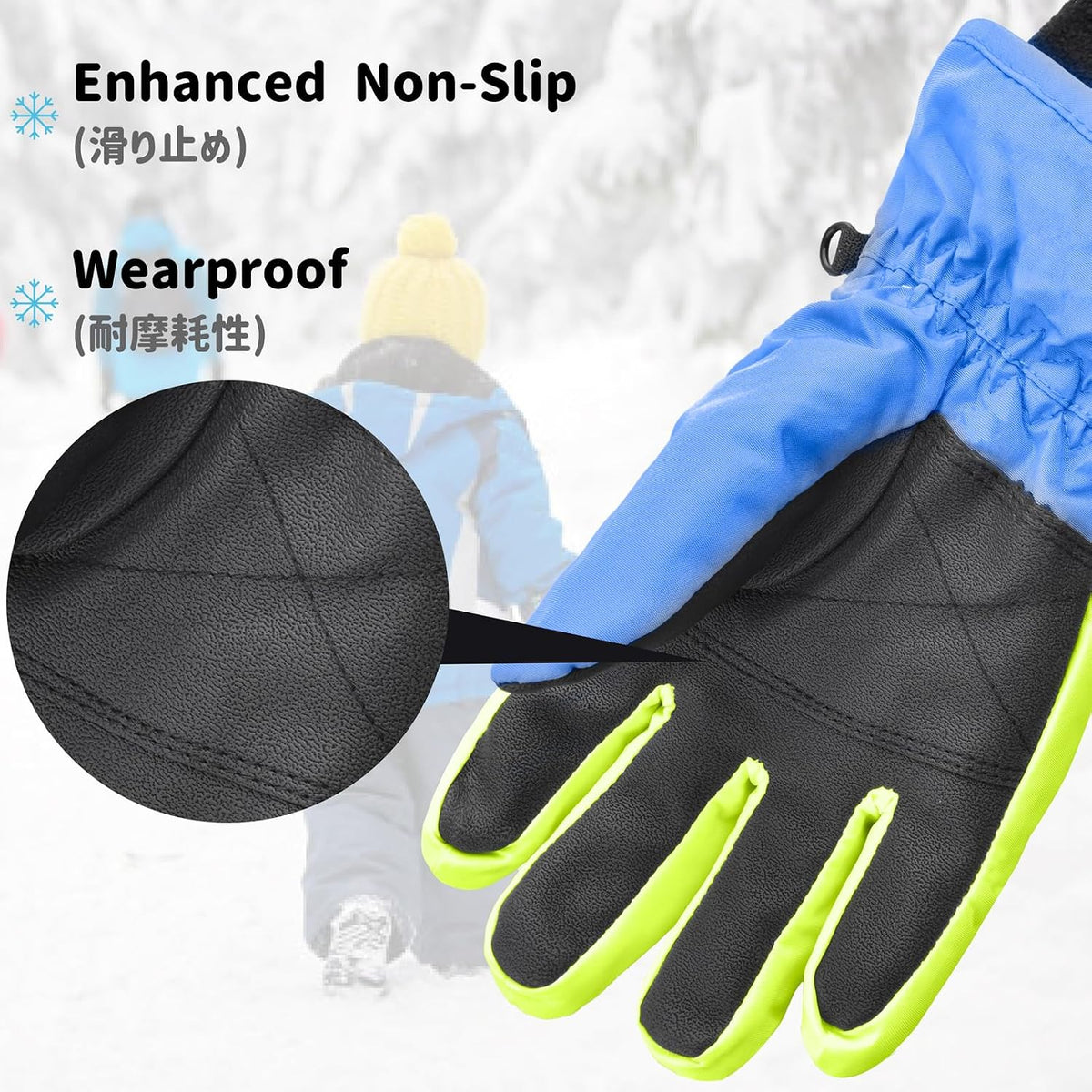 Azarxis Kids Ski Snow Gloves, Waterproof Winter Mittens for Boys Girls